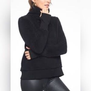 Athleta NIRVANA SHERPA FUNNEL NECK SWEATSHIRT black XXS prelove
